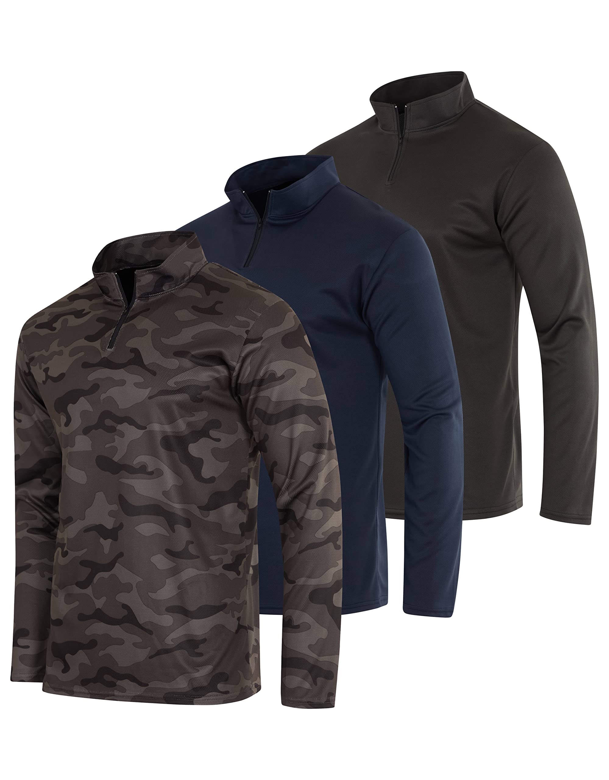 Men's Outdoor UPF 50+ Mesh Long Sleeve Pullover - 3 Pack