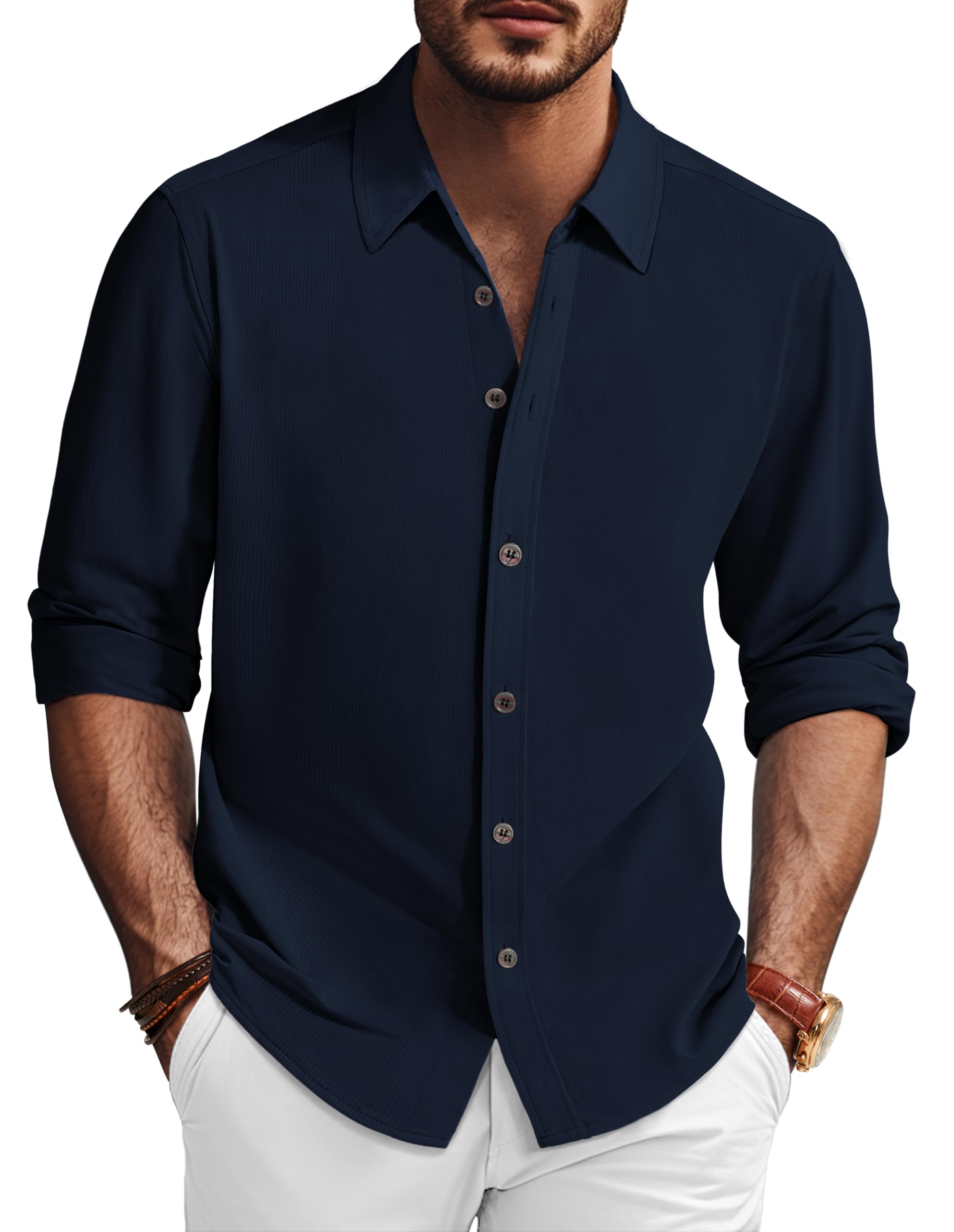 PJ PAUL JONES Men's Stretch Wrinkle-Free Slim Fit Dress Shirts